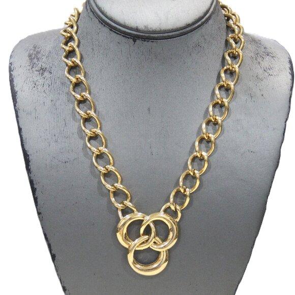 VINTAGE NAPIER GOLD CHAIN & PENDANT STATEMENT NECKLACE - Picture 1 of 3